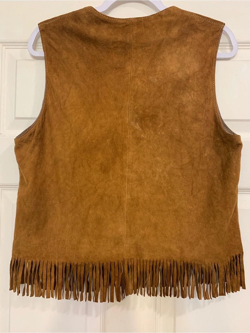 Banana Republc Brown Leather Suede Fringe Small Boho Hippie Vest. 3805 - Picture 7 of 7